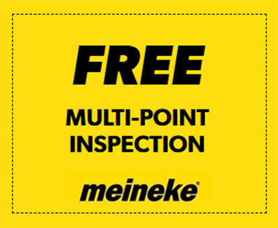 Free multi-point inspection sign on a bright yellow background (Meineke). - Auto Repair in York, PA
